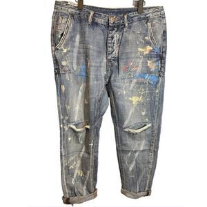 Man X One Teaspoon Mr Browns Blue Suede Jeans - 34R